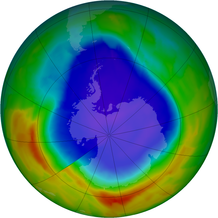 Antarctic ozone map for 22 September 2012